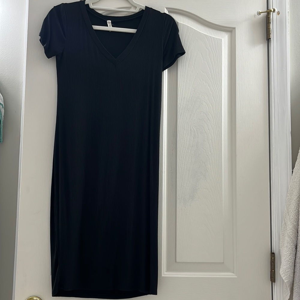 Pink blush black maternity dress